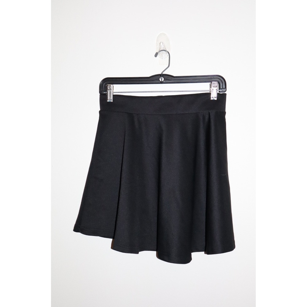 Starry Black Skater Mini Skirt Womens Large Flared A-Line Elastic Waist Stretch